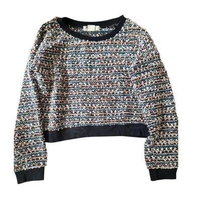 Jersey Urban Outfitters Crop Boucle ribete negro mirando las estrellas talla XS Foto 1 de 4