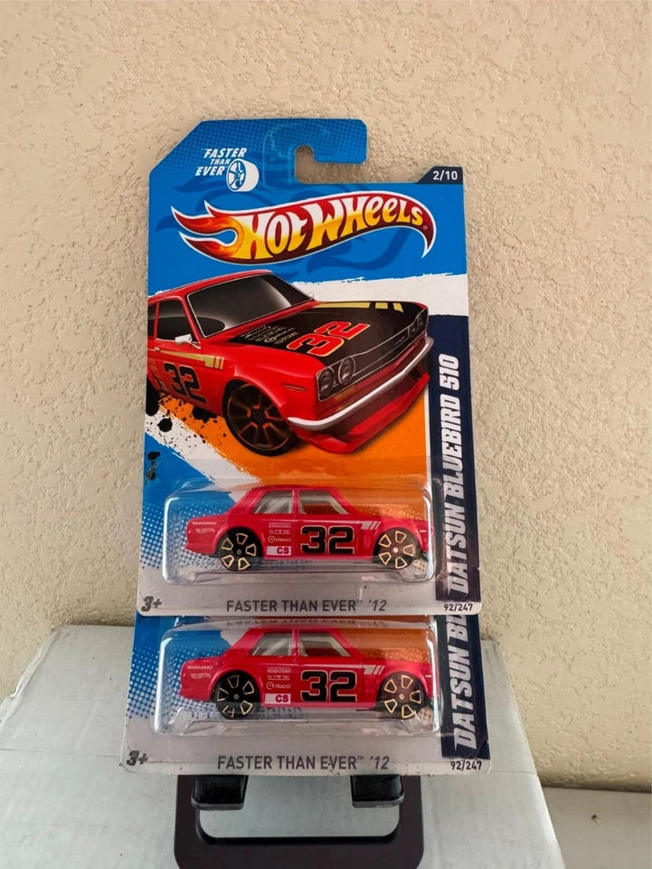 Hot Wheels Datsun Bluebird 510 2012 Faster Than Ever Red Lot of 2 C61 - Image 1 of 1