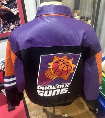 Vintage 1990s Jeff Hamilton NBA Phoenix Suns NBA Full Leather Jacket Mens XL - Image 1 of 4