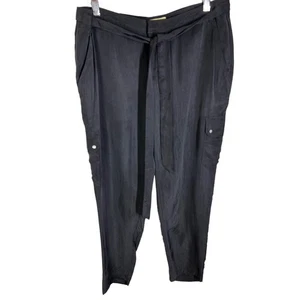 Guess Julianna Cargo Cropped Black Silky Pants Women's Size 8 NWT - Picture 1 of 8