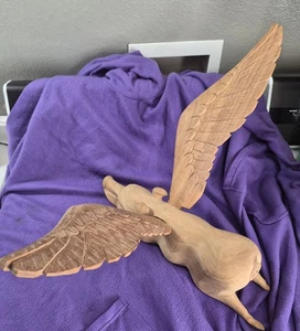 Altes fliegendes Schwein handgeschnitzt Holz fliegendes Schwein LESEN - Bild 1 von 20