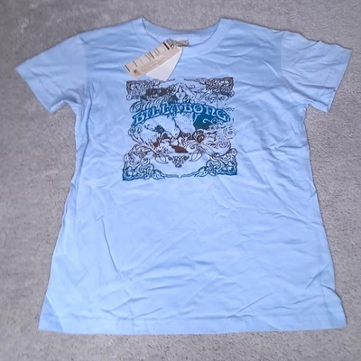 Vintage Y2K Billabong T-shirt Girls Medium Blue Spellout Logo USA - Image 1 of 4