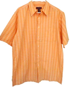 Covington Orange & White Short Sleeve Button Up Cotton Shirt Men's Size Large - Picture 1 of 5