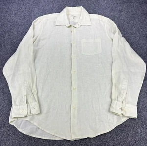 Banana Republic Linen Shirt Mens Large Yellow Garment Dye Long Sleeve Button Up - Picture 1 of 9