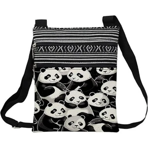 NEW Messenger Bag Purse Adjustable Strap Zipper Closure 9.25 x 7.48" Panda Bears - Picture 1 of 3