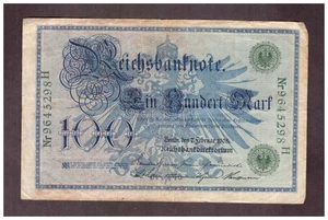 Papiergeld Deutsches Reich 1908 Reichsbanknote Ein Hundert Mark - Bild 1 von 2