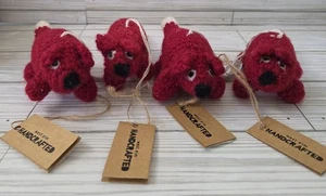 Set Of 4 West Elm Crochet Fox Ornaments Handcrafted White Tail Body Red - Picture 1 of 10