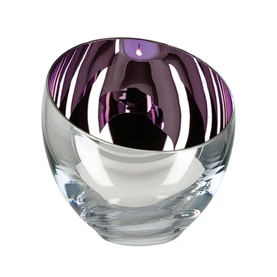 Fink lila Teelichthalter Ø 11 cm Windlicht Glas Kerzenhalter kugelige Vasenform - Bild 1 von 4