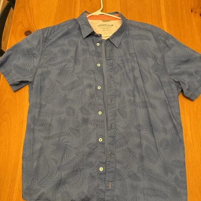 Cypress Club Blue Palm Leaves Hawaiian Short Sleeves Polo Men's size XL - Image 1 of 4