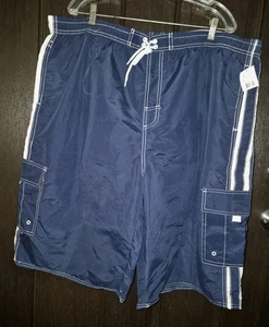 Mens Swim Trunks North 15 Navy Blue With White Trim 5XL New With Tags - Picture 1 of 6