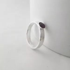 Gemstone Solitaire Ring Handmade Sterling Silver Hammer Finish Choose Your Gem - Picture 1 of 10