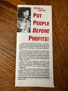 Angela Davis Put People Before Profits Rally Speech Pamphlet 1979 Communism - Picture 1 of 6