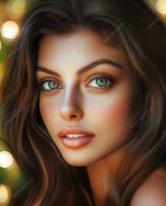 Foto Kunstdruck 8x10 Brünettes Mädchen Model grüne Augen signiert hübsches Frauenbild - Bild 1 von 2