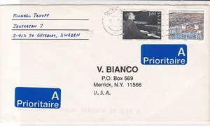 Sweden 1983 Two Priority Stickers Goteborg Cancel Stamp Cover to U.S.A ref 22110 - Picture 1 of 2