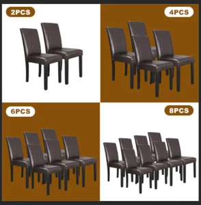 Modern Dining Chairs PU Leather Armless Side Chairs for Kitchen with Wood Legs - Picture 1 of 21
