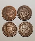 1904 -1907 USA INDIAN HEAD ONE CENT - LOT OF 4 COINS