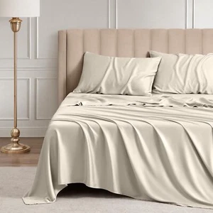 Sheet Set, 100% Bamboo Rayon, 4-Piece, 16-Inch Deep Pocket, Sand - Picture 1 of 7