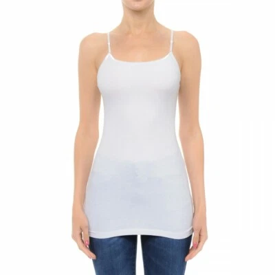 Long Tank Top Adjustable Spaghetti Bra Strap Layering Plain Cami  S/M/L - Image 1 of 4