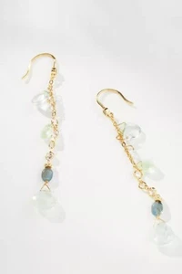 NWT Anthropologie Linear Stone Drop Earrings Light Green SRP $44 - Picture 1 of 4