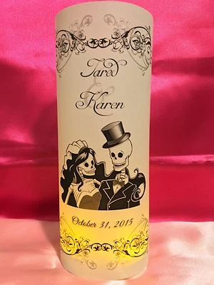 10 Personalized Skeletons Wedding Luminaries Vellum Centerpieces Decorations #2 - Image 1 of 4