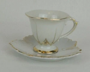 Vintage Teetasse Blattform Untertasse Handbemalt Echt Porzellan Made In Japan  - Bild 1 von 12