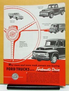 1956 Ford Trucks F P 100 250 350 500 dossier de vente Fordomatic original