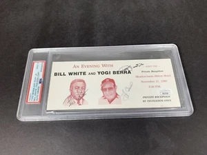 Boleto de autógrafo Yogi Berra, Art Rust Sr y Bill White, 21/11/89 JSA y PSA 9 COMO NUEVO - Imagen 1 de 8