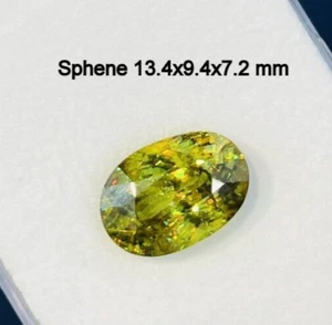 Piedra preciosa de esfena natural 13,4 x 9,4 x 7,2 mm esfera real facetada 6,59 quilates - Imagen 1 de 3