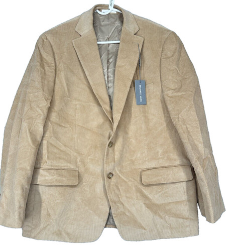 Cappotto sportivo MICHAEL KORS cordury uomo taglia 44L cammello beige vestibilità moderna elasticizzato nuovo con etichette