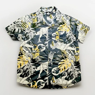 Jurassic Park Button Up Short Sleeve Print Shirt Youth XL - Image 1 of 4