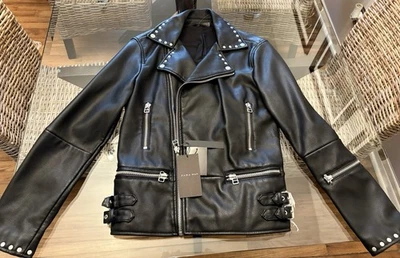 Chaqueta motera Zara para hombre talla pequeña negra Foto 1 de 4
