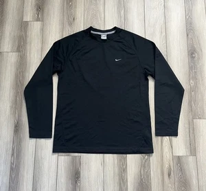 Camiseta deportiva de malla negra con logotipo vintage Nike Swoosh manga larga para hombre talla grande - Imagen 1 de 9