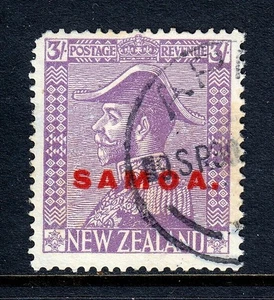 SAMOA — SCOTT 155 — 1926 3/- VIOLETA PROFUNDO CON SOBREIMPRESIÓN DE SAMOA — USADO — SCV $50 - Imagen 1 de 2