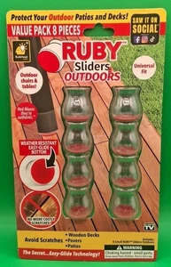Ruby Sliders Clear Small Chair Sliders 8 Pack Small Outdoors #16681-12 NEW - Picture 1 of 3