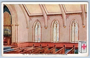 TARJETA POSTAL PUBLICITARIA INTERIOR IGLESIA REVESTIMIENTO PARED SANITARIA ALABASTINA AÑOS 1907-10 - Imagen 1 de 2