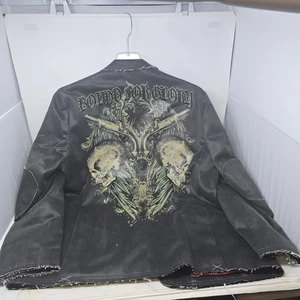 Chaqueta Archaic Bound for Glory Negra Bordada Metal Botón Talla Grande - Imagen 1 de 16