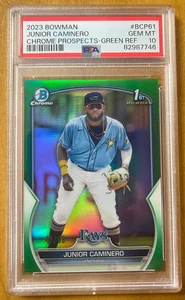 2023 Bowman Chrome Green Refractor Junior Caminero #47/99 1ST RC PSA 10 GEM MINT - Picture 1 of 2