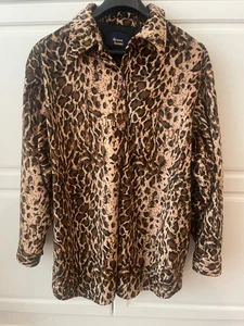 VTG Dennis Basso Leopard Cheetah Print Coat Jacket Shacket 1 X LARGE & Dustbag - Picture 1 of 7