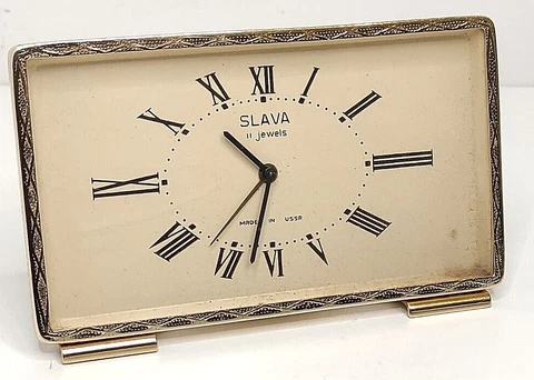 Modern Mechanical Alarm Clock Slava 11 Jewels Ukraine USSR Soviet Decorative Cover