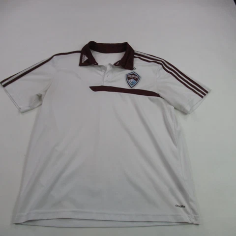 Colorado Rapids Shirt Mens Medium Adidas Short Sleeve MLS Soccer Polo White Cover
