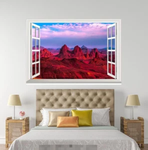 3D Red Hills Sky 56 Open Windows Mural Wall Print Decal Deco AJ Wallpaper Ivy - Picture 1 of 2
