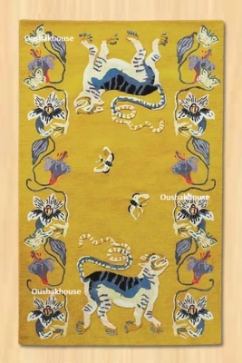 Tiger Print Hand-Tufted Rug – Woolen Yarn Carpet with Bold Solid Pattern Rug - Image 1 of 4