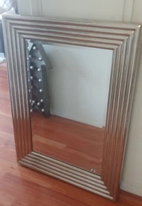 New ARHAUS Silver Metal Art Deco Mirror  - Picture 1 of 4