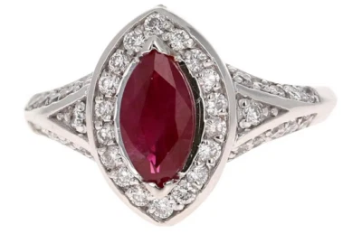 Lab-Created 1.71CT Marquise Ruby & Cubic Zirconia Women's Fashion Bridal Ring - Image 1 of 4