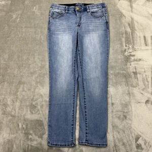 Democracy Jeans Donna 8 Blu Caviglia Elasticizzato Ab Solution Lavaggio Medio Denim Preppy - Foto 1 di 9