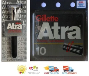 11 hojas de afeitar Gillette Atra recargas cartuchos mango de afeitadora original abierto EE. UU. - Imagen 1 de 4