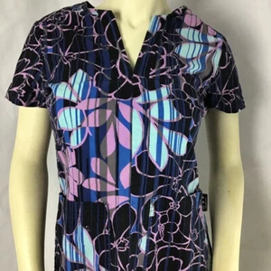 KOI Kathy Peterson #224PR Blue/Purple Floral 2-Pocket Scrub Top Size XS - Picture 1 of 10