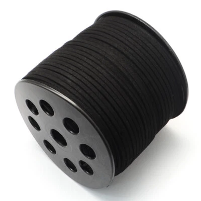98 Yards/roll Faux Suede Cord Leather Faux Suede Lace String Black 2.7x1.4mm - Image 1 of 3