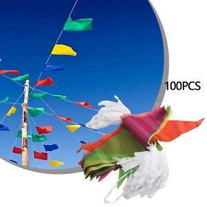 50M Multicolored Triangle Flags Bunting Banner Pennant Festival Outdoor-Decor