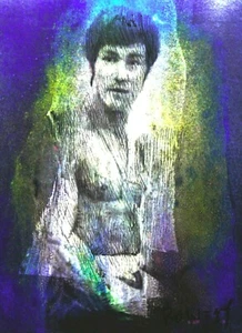 BRUCE LEE. Original Painting 11" x 8" on paper By Roldan West. W/COA - Picture 1 of 10